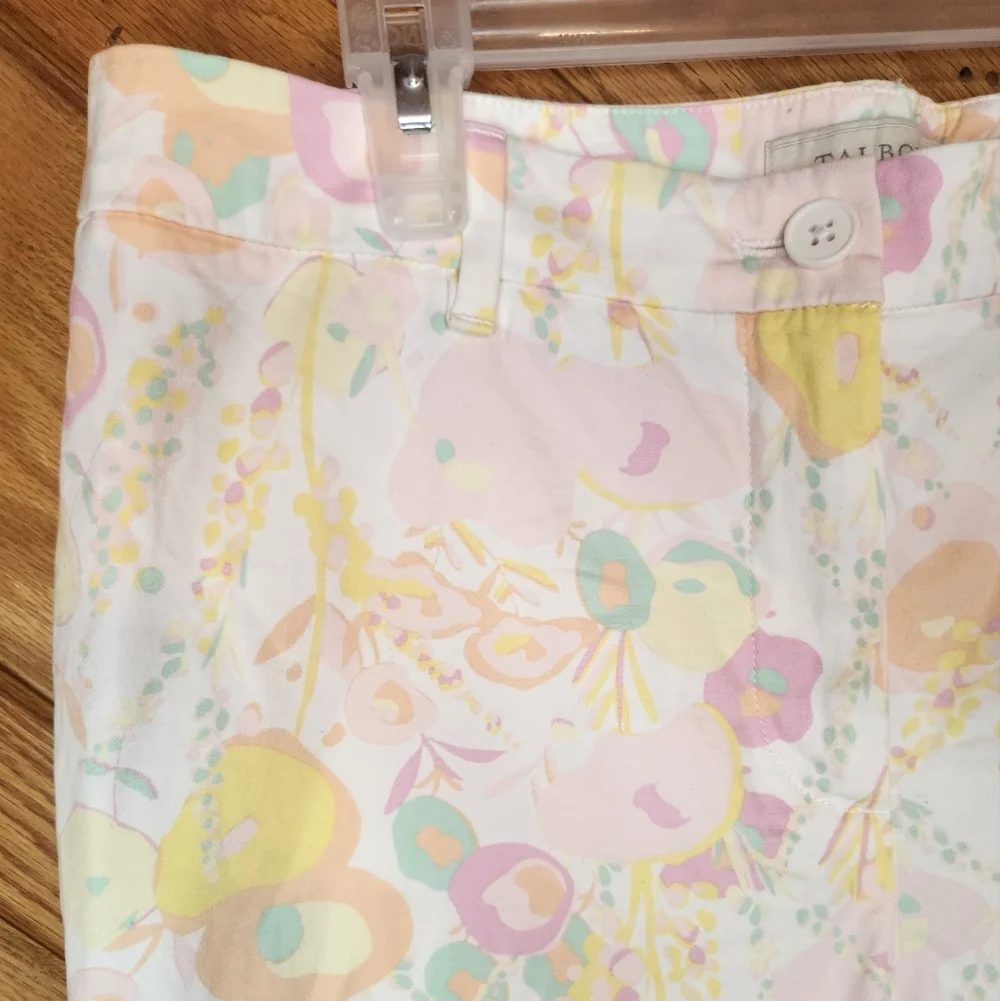 Talbots the perfect crop pastel floral print pants size 31 waist